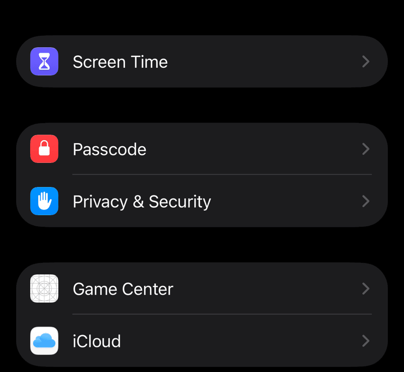 Step 1: the Settings app, with Privacy & Security highlighted